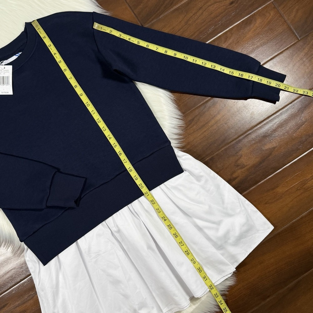 Addison Bay Size XS Navy Blue White Mixed Soft Luxe Harper Sweatshirt Dress - Picture 4 of 10